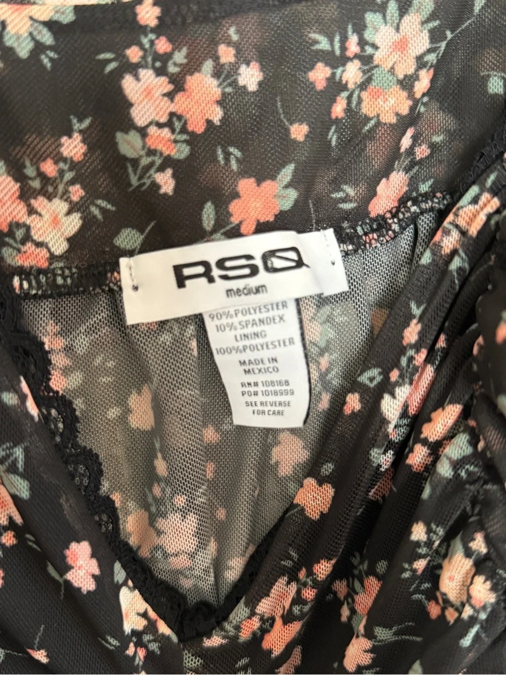 RSQ Black Floral Lace-Trim Camisole with Pink Accents - Picture 4 of 4